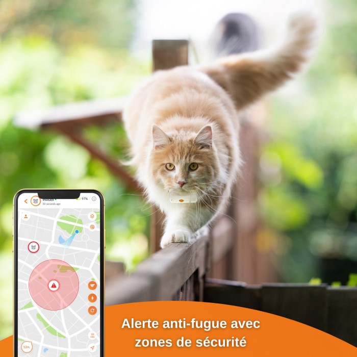 Chatière, sécurité, anti-fugue - Collier GPS Wennect XS Cats - Blanc pour chats